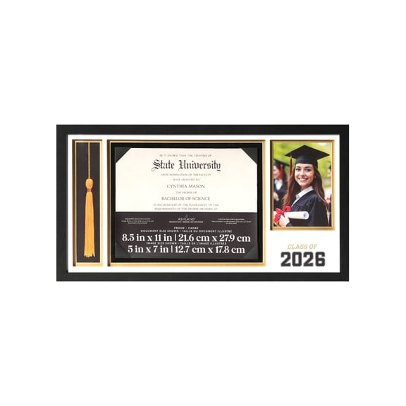 Ashland 3 Opening 21.5" x 11.25" Class of 2026 Document, Photo & Tassel Matted Frame, Graduation