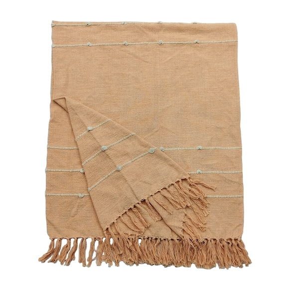 Ashland 50" x 60" Peach Throw Blanket with Fringe , Summer Home Decor