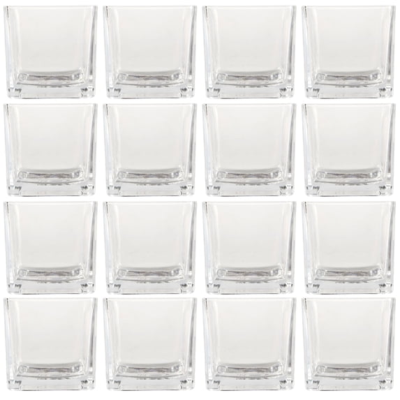Ashland Clear Glass Cube Vase Set of 12, 3 x 4 x 6 in for Table Decoration and Floral Arranging