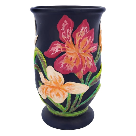 Ashland 7" Blue Floral Ceramic Vase , Summer Home Decor