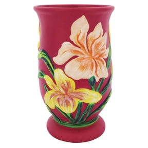 Ashland 7" Pink Floral Ceramic Vase , Summer Home Decor