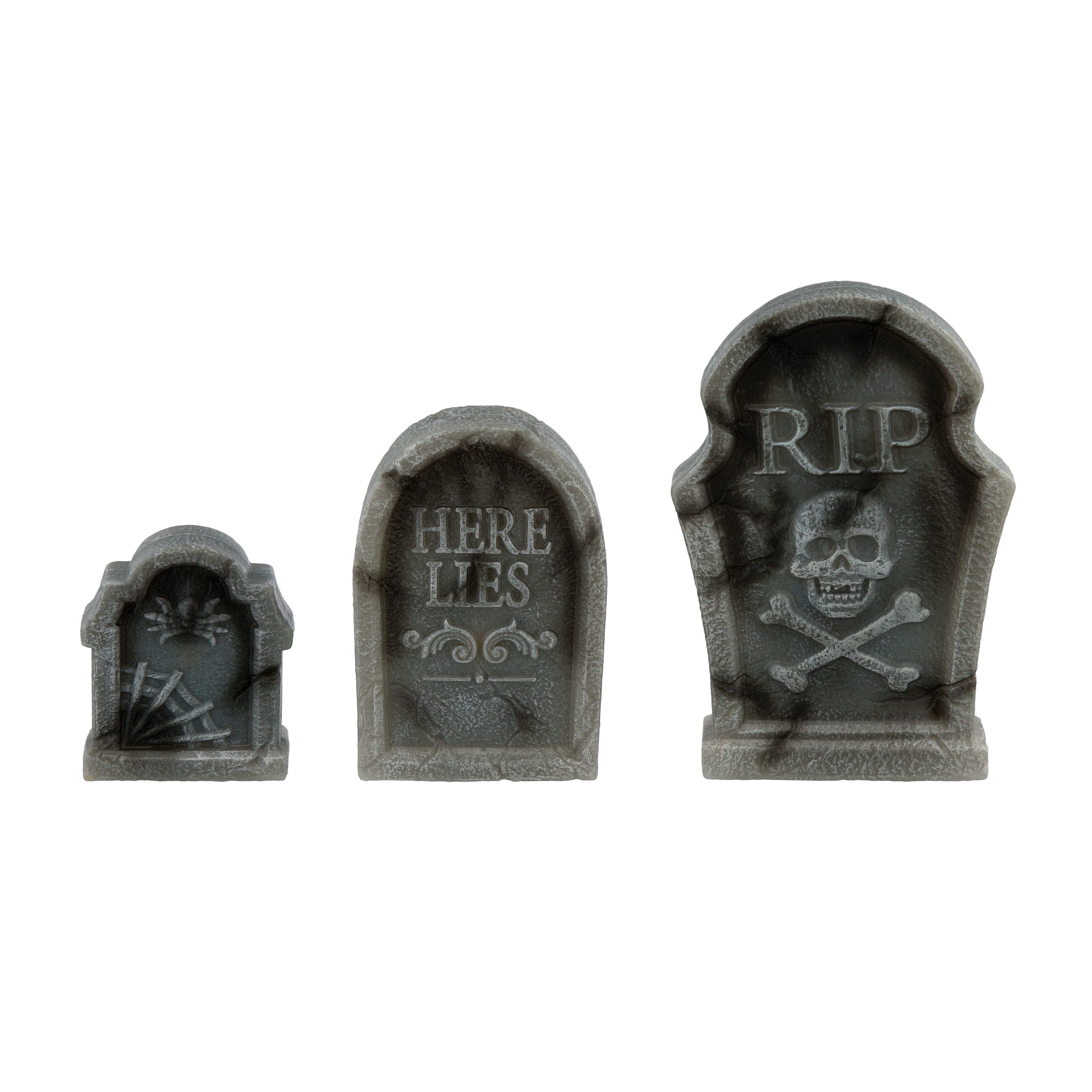 Ashland ASH BO 3PK Light UP TOMBSTONES Halloween Light Up Tombstone Set