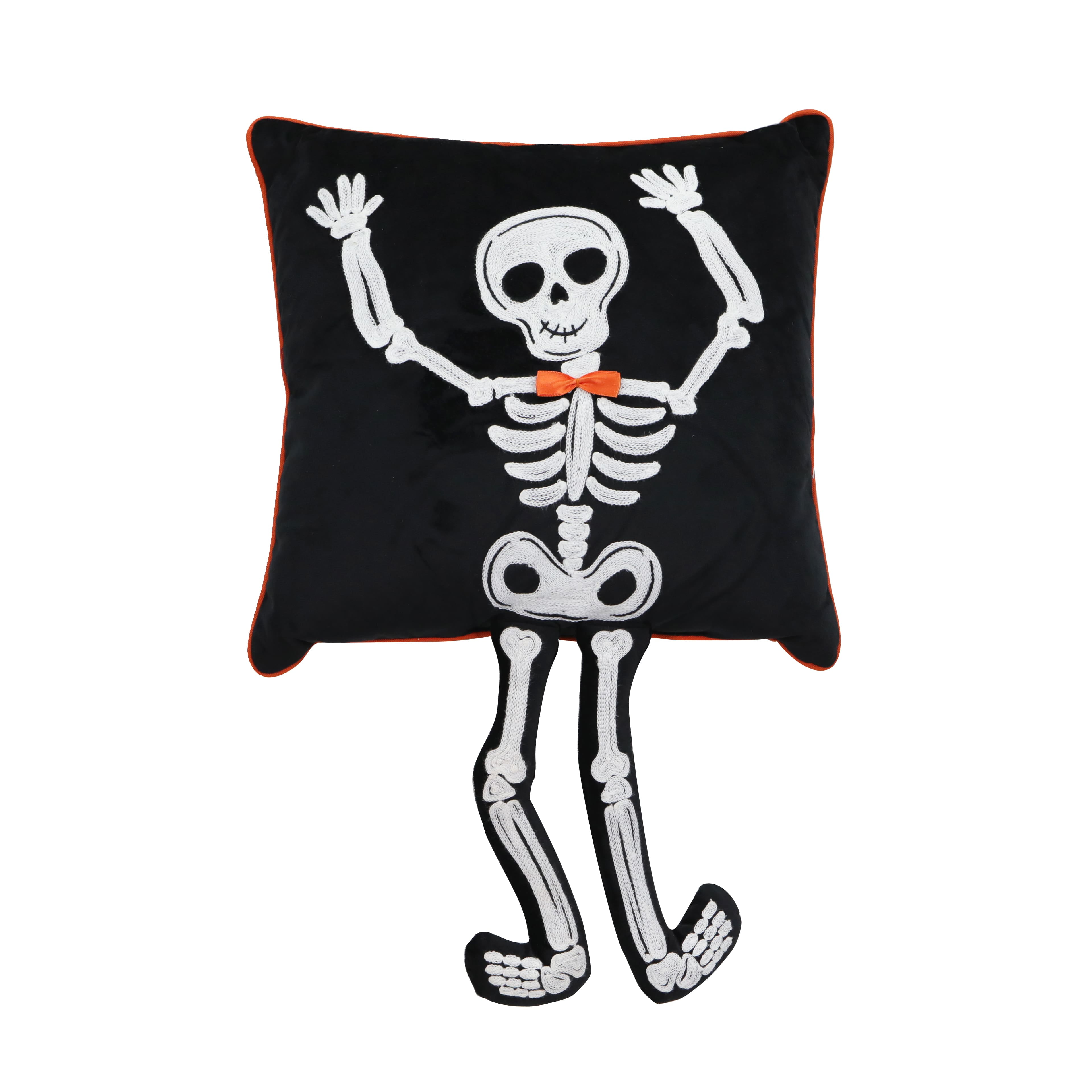 Ashland Black & White Skeleton Pillow with Legs, Halloween Decorations