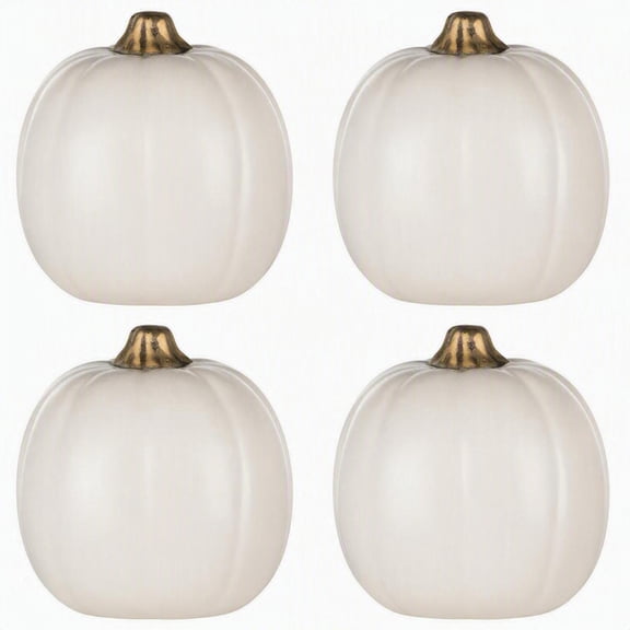 Ashland Craft Pumpkin 4in Decorative Pumpkin, Realistic Fall Halloween Decor, carve, paint, and decorate it ,Cream, 4 Pack