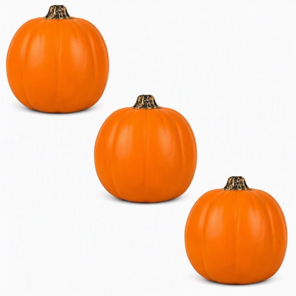 Ashland Craft Pumpkin 6in Decorative Pumpkin, Realistic Fall Halloween Decor,carve, paint, and decorate it ,Orange, 3 Pack
