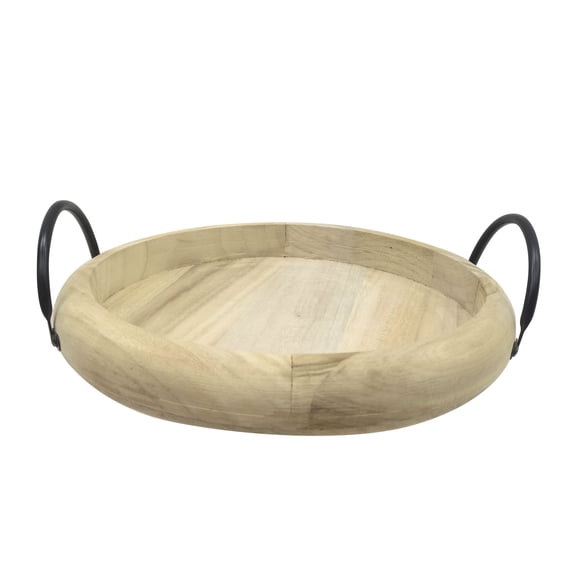 Ashland Decorative Tray - Square Camphor Wood with Iron Handle - Natural - 13.8" x 13.8" - 1-Pack