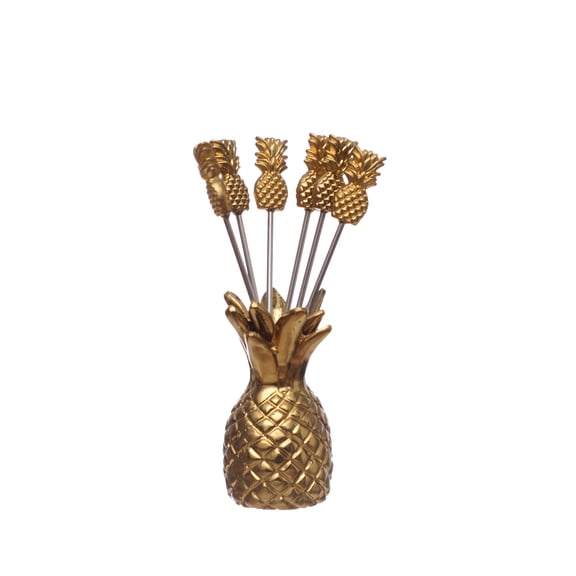 Ashland Gold Pineapple Pick Set , Summer Home Decor