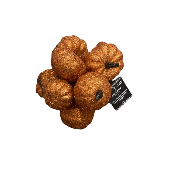 Ashland Halloween Small Glitter Orange Pumpkins Decorations 2in