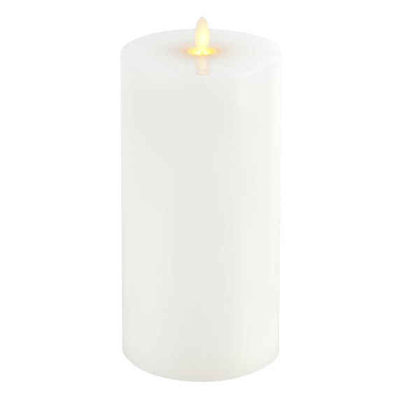 Ashland LED Pillar Candle – Oscillating Moving Flame with Timer - White - 4" x 8" - 1 Pack