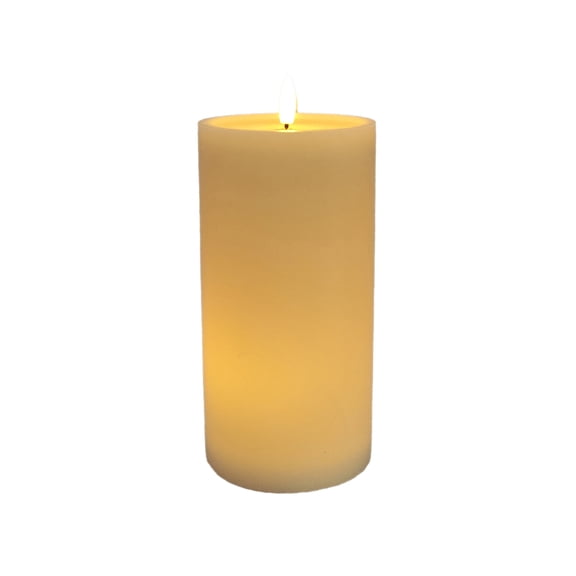 Ashland LED Wax Pillar Candle – Realistic Flickering Flame with Wax Pool & Timer - Ivory - 4" x 8" - 1 Pack