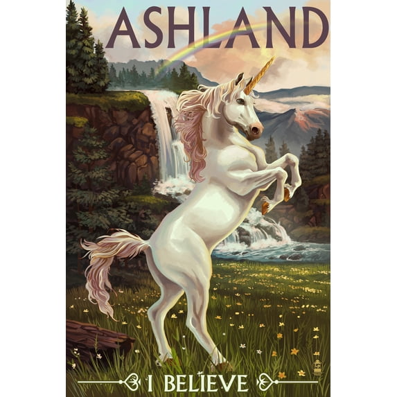 Ashland, Oregon, Unicorn Scene (16x24 Giclee Gallery Art Print, Vivid Textured Wall Decor)