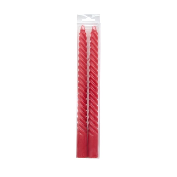 Ashland Twist Taper Candles, Decorative Sculptural Unscented Hand-Dipped Style, Assorted Colors, 10", 12-Pack