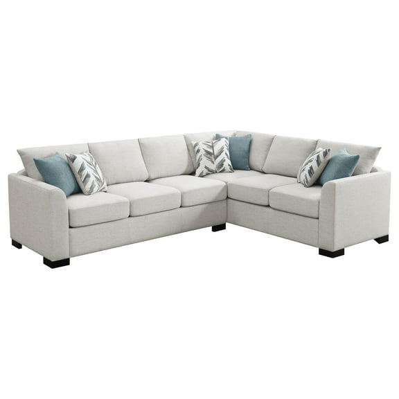 Ashlee Sleeper Sectional Sofa, Greige Chenille, 6 Pillows, 111 Inch