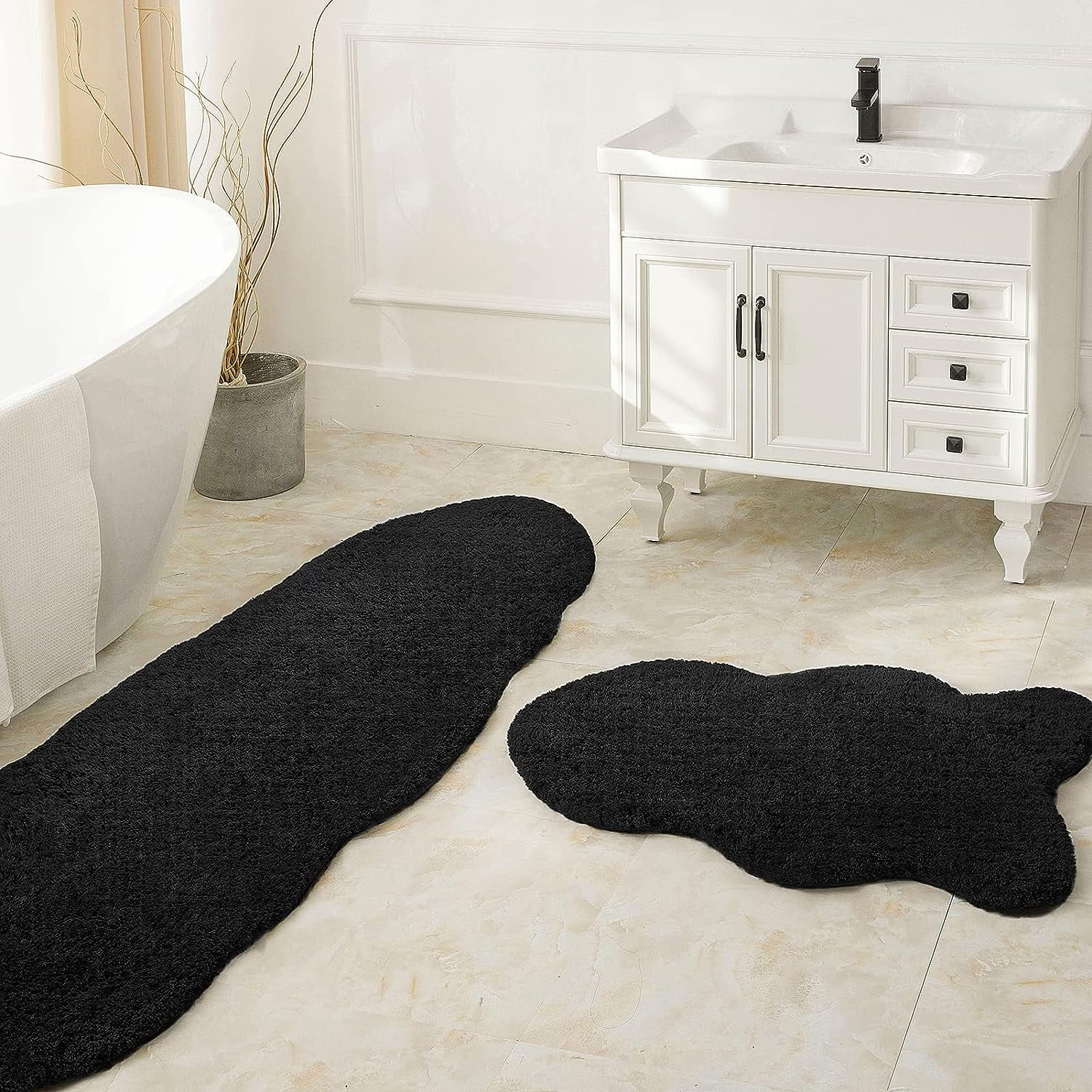Ashler Bathroom Rug Non Slip Microfiber Bath Area Rugs, 2 Sets Water