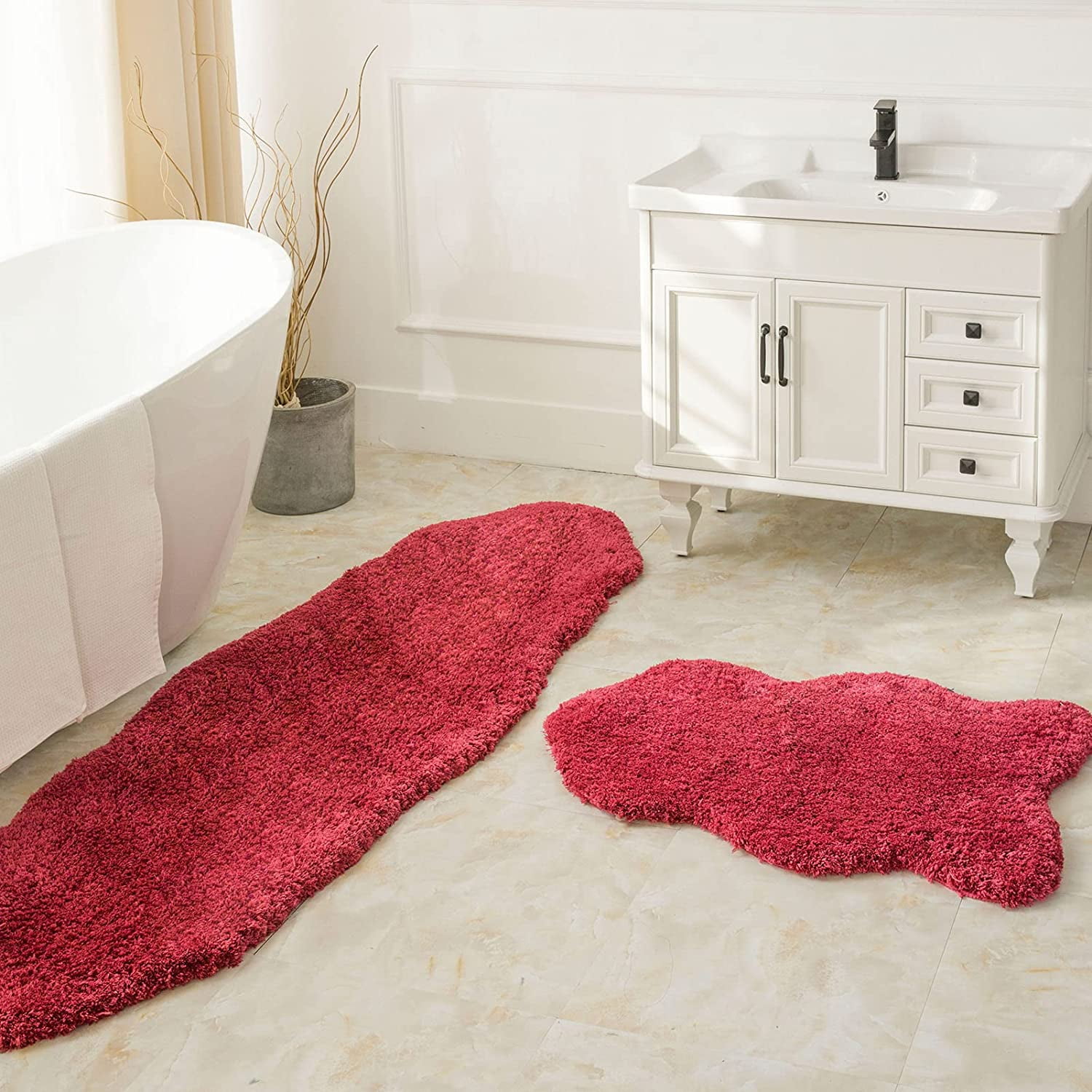 Ashler Bathroom Rug Non Slip Microfiber Bath Area Rugs, 2 Sets Water