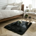 thumbnail image 1 of Ashler HOME DECO Soft Faux Sheepskin Fur Rug Black Fluffy Area Rug Shag Rug Carpets for Bedroom Living Room, 2 x 3 Feet, 1 of 4