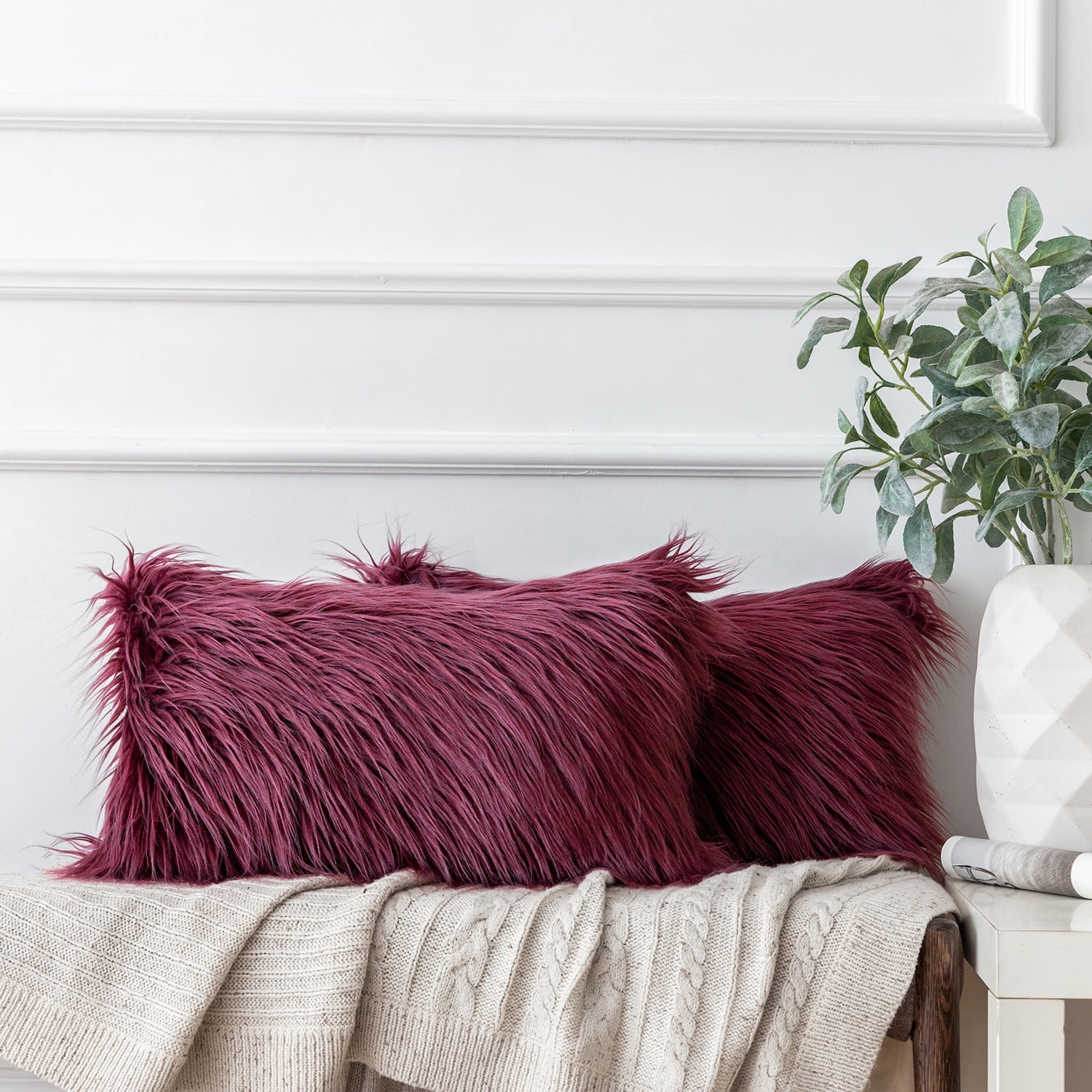 Ashler Luxury Style Decorative Faux Fur Throw Pillow Case Cushion