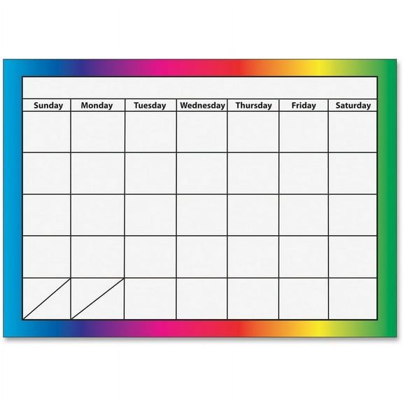 Ashley 1-month Dry Erase Magnetic Calendar - Academic - Monthly, Weekly, Daily - 8 1/2" x 11" Sheet Size - Multicolor - Write on/Wipe off, Dry Erase Surface, Magnetic - 1 Each | Bundle of 5 Each