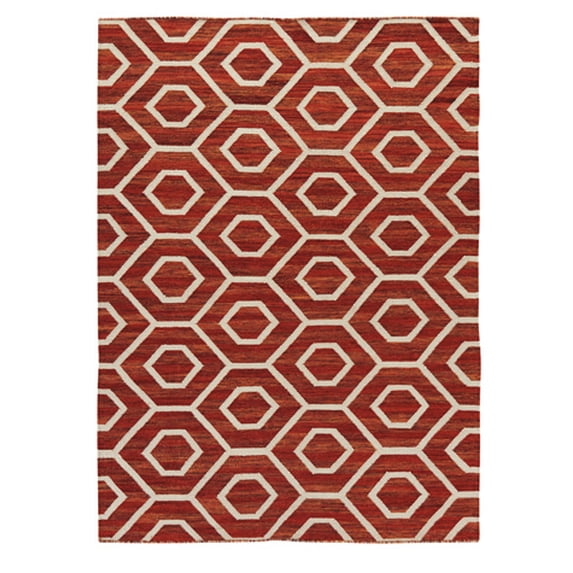 Ashley 5' x 7'11" Flatweave Wool Rug in Burnt Orange