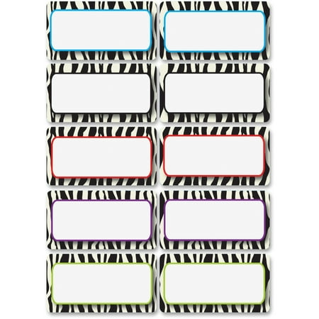 Ashley, ASH10116, Zebra Print DryErase Nameplate Magnet, 10 / Pack, Black,White