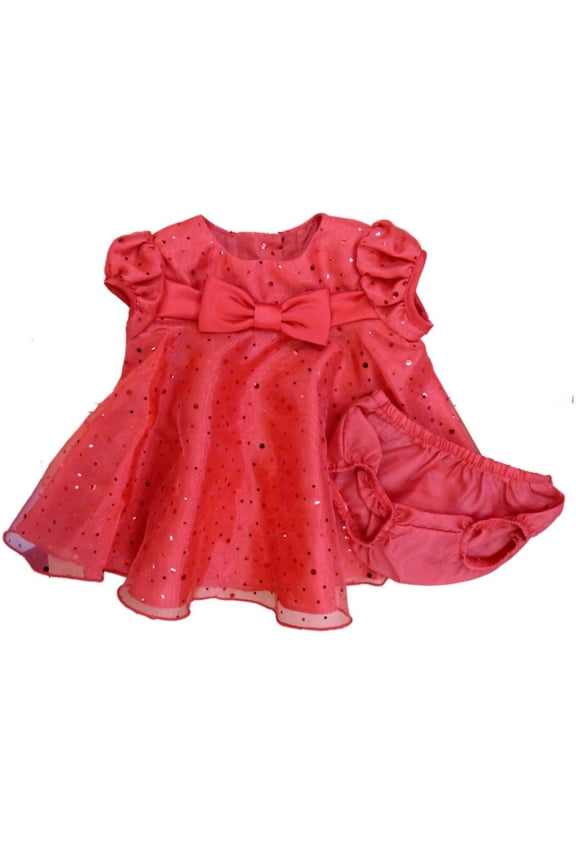 Infant Girls Red Sequin Organza Party & Holiday Dress 6-9m