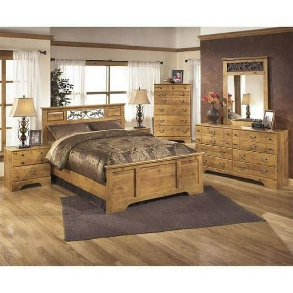 Ashley Bittersweet 6 Piece Wood Queen Panel Bedroom Set in Light Brown