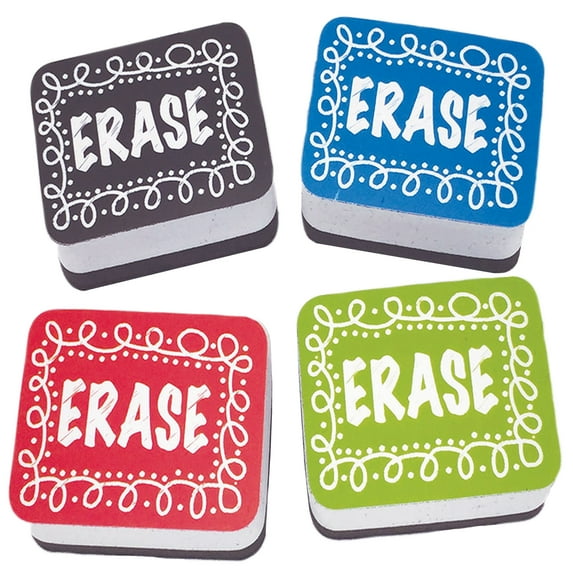 Ashley Productions Non-Magnetic Mini Whiteboard Erasers, Chalk Loop, Pack of 10