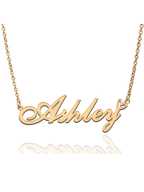 Ashley Custom Name Necklace Customized Personalized Plated Name Necklace for Mother Daughter Friendship Women Valentine's Day Christmas Birthday New Year Gold