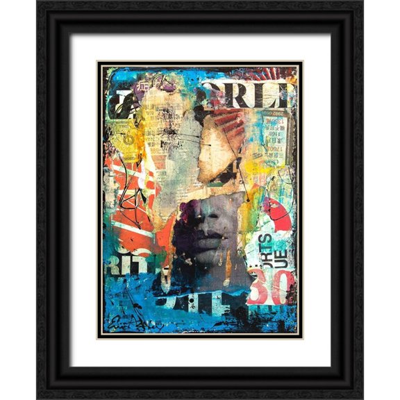 Ashley, Erin 11x14 Black Ornate Wood Framed with Double Matting Museum Art Print Titled - Collage Head