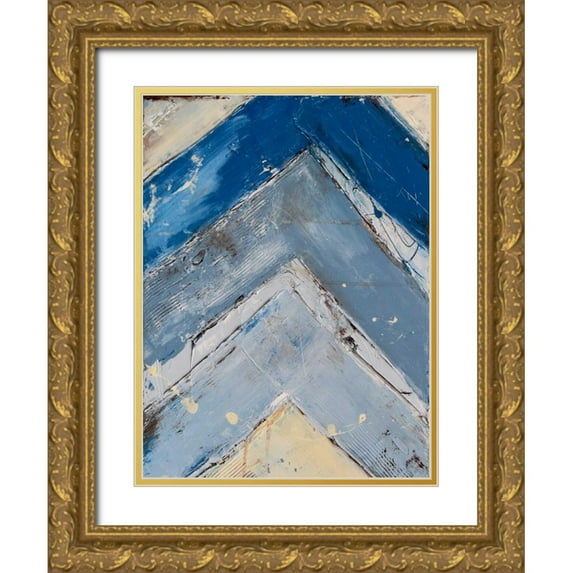Ashley, Erin 25x32 Gold Ornate Wood Framed with Double Matting Museum Art Print Titled - Blue Zag I