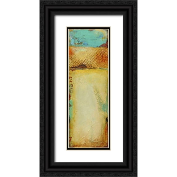Ashley, Erin 7x14 Black Ornate Wood Framed with Double Matting Museum Art Print Titled - Old Island Harbor I