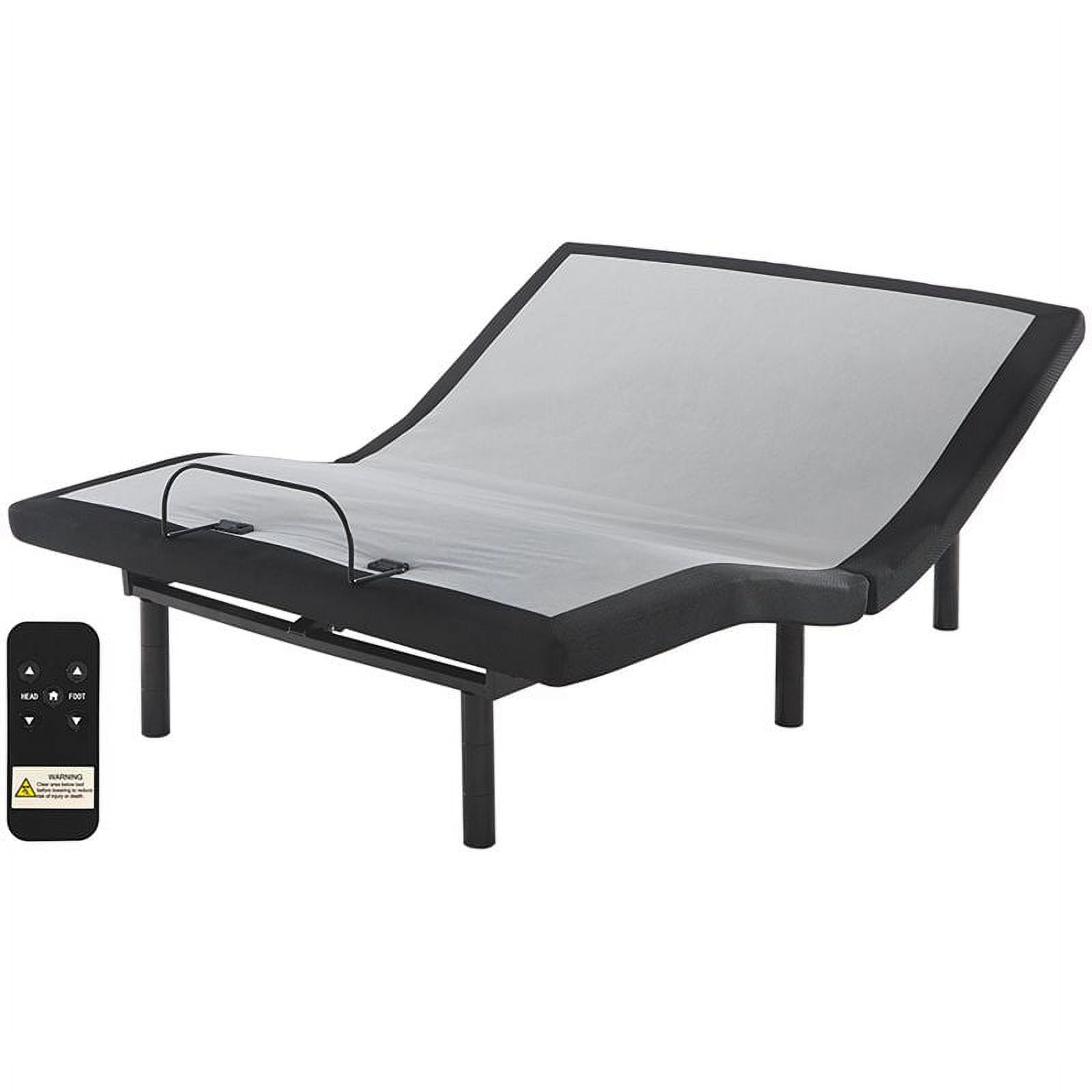 Adjustable California King Gray Metal Bed Frame with Remote