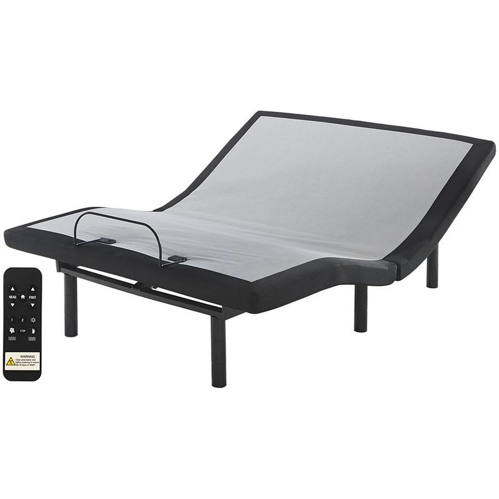 Gray Adjustable Queen Metal Frame Bed Base with Wireless Remote