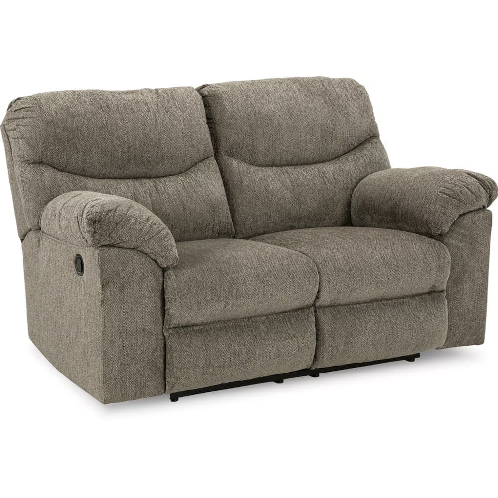 Putty Fabric Manual Reclining Loveseat with Metal Frame