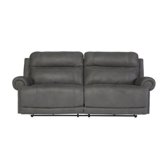 Ashley Furniture Austere Faux Leather Reclining Sofa in Gray