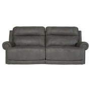 Ashley Furniture Austere Faux Leather Reclining Sofa in Gray
