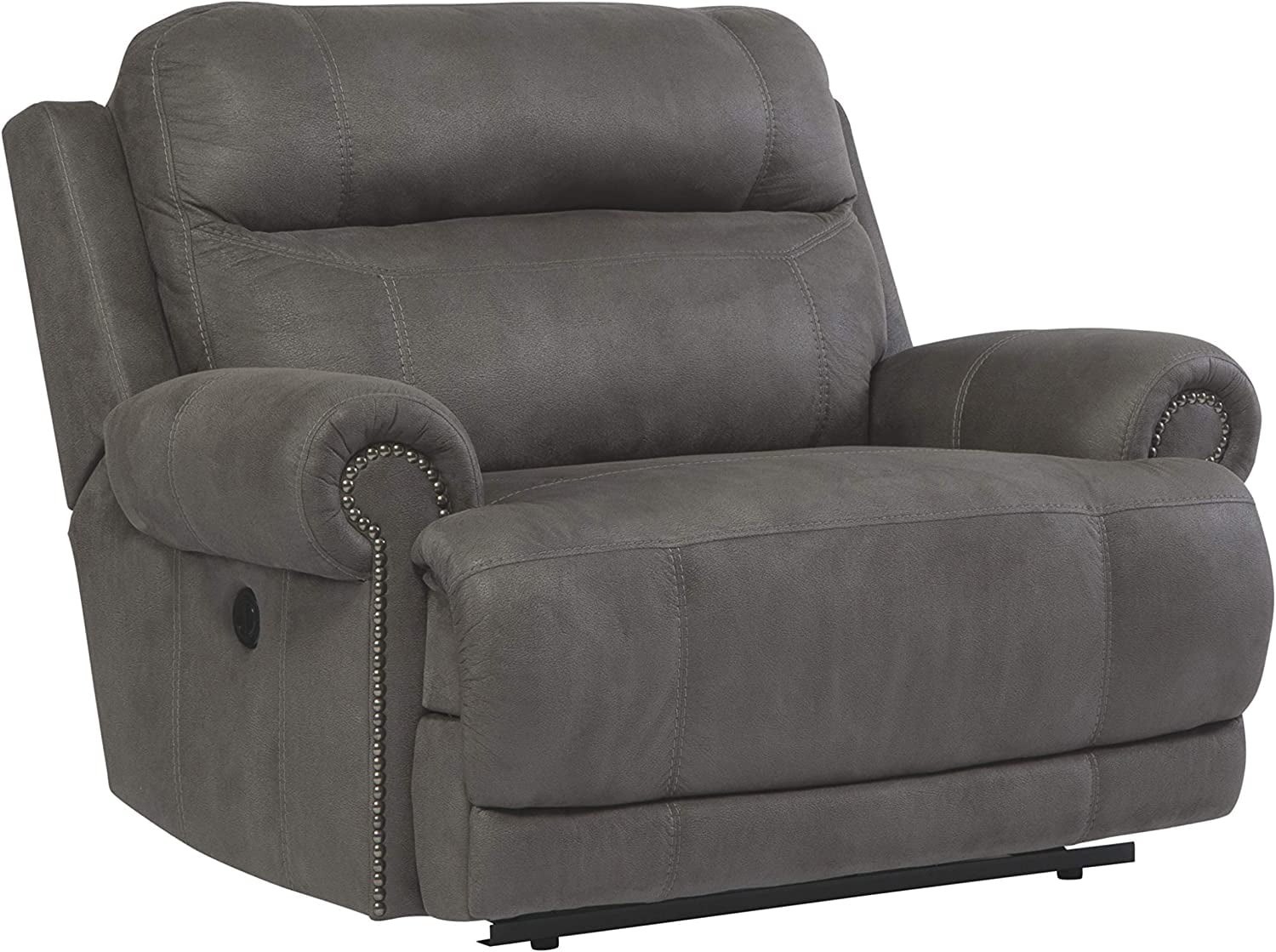 Ashley Furniture Austere Faux Leather Zero Wall Recliner in Gray