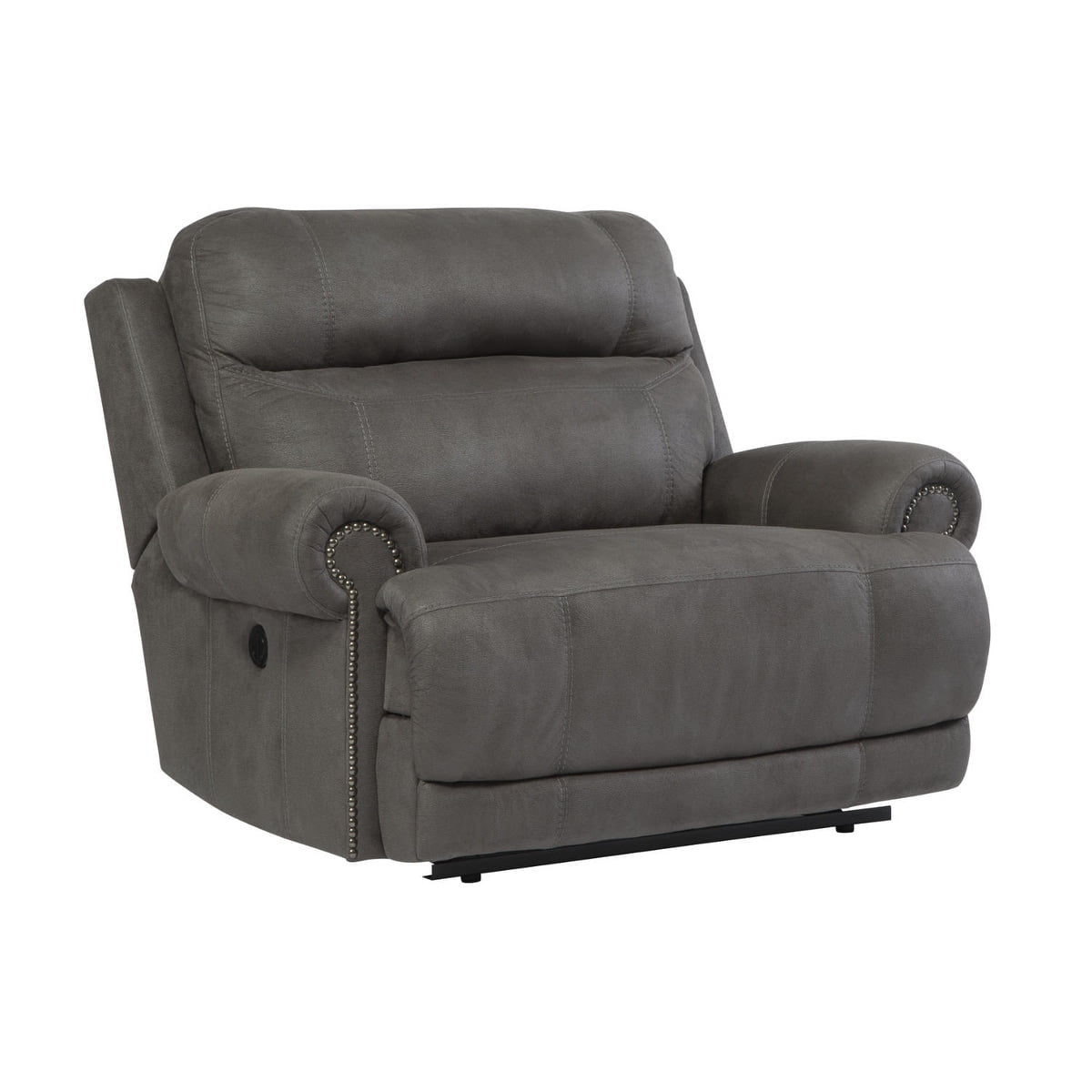 Ashley Furniture Austere Faux Leather Zero Wall Recliner in Gray