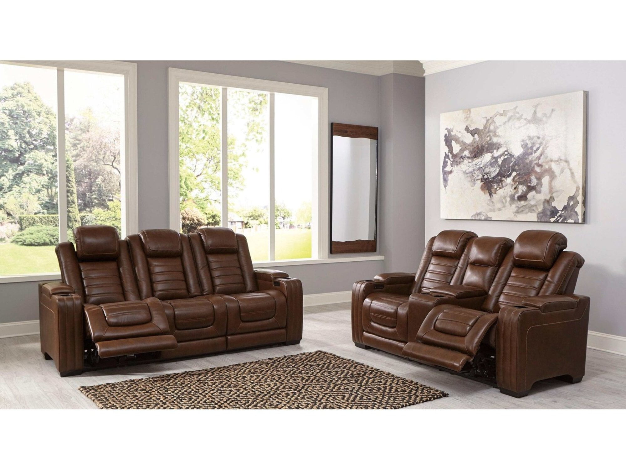 Chocolate Faux Leather Tufted Power Reclining Loveseat with Storage