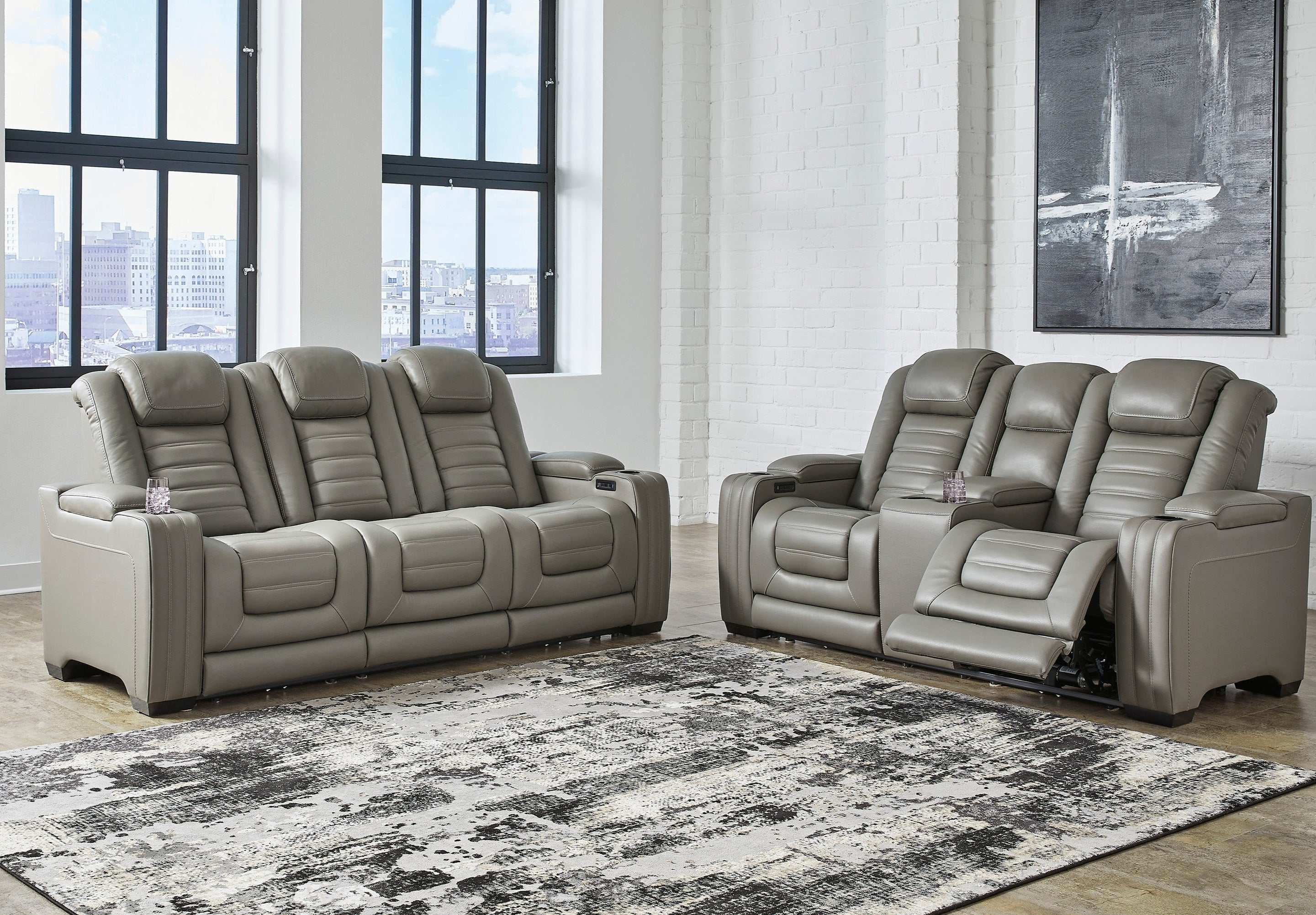 Ashley furniture leather reclining sofa sale
