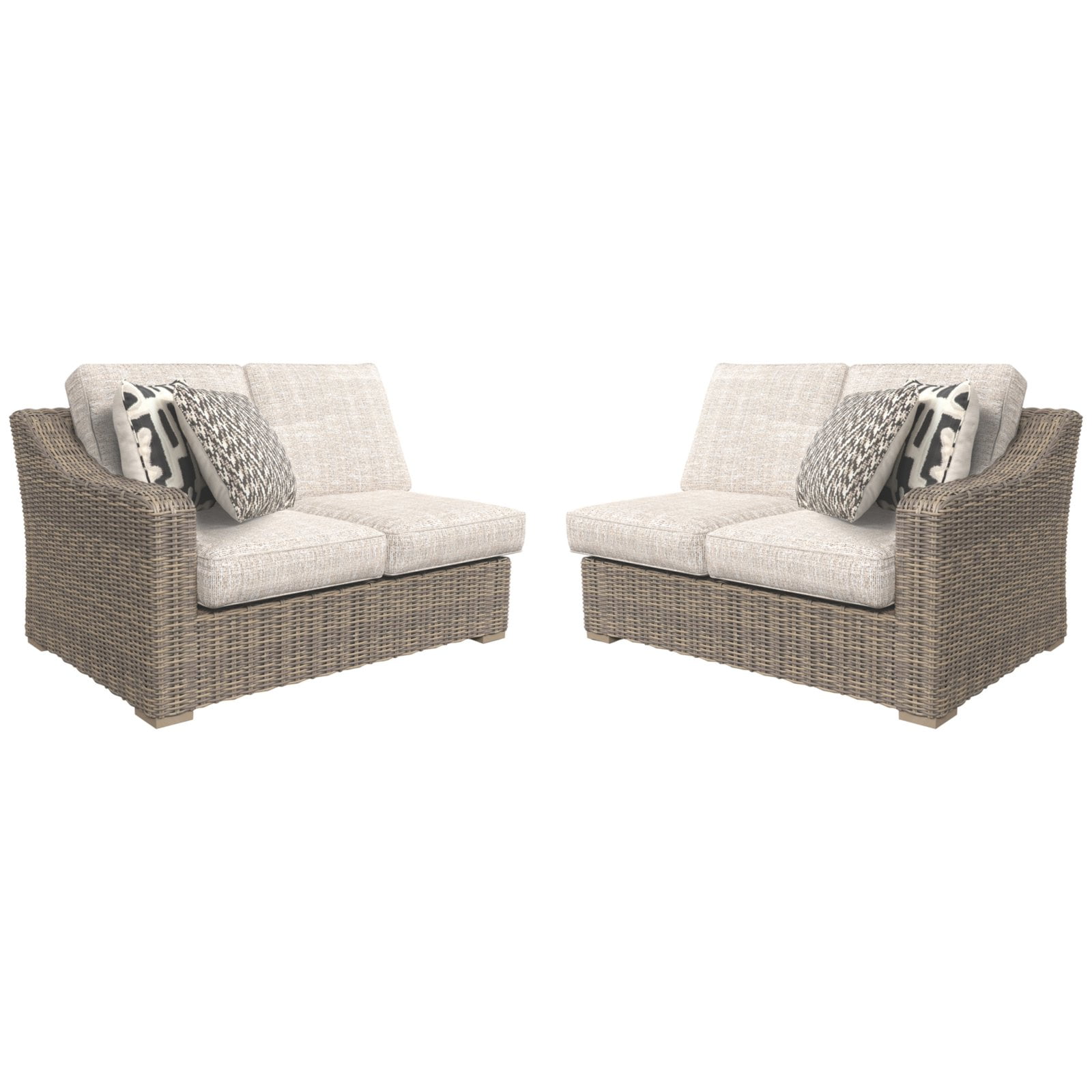 Beachcroft Beige Wicker Outdoor Sectional with Cushions