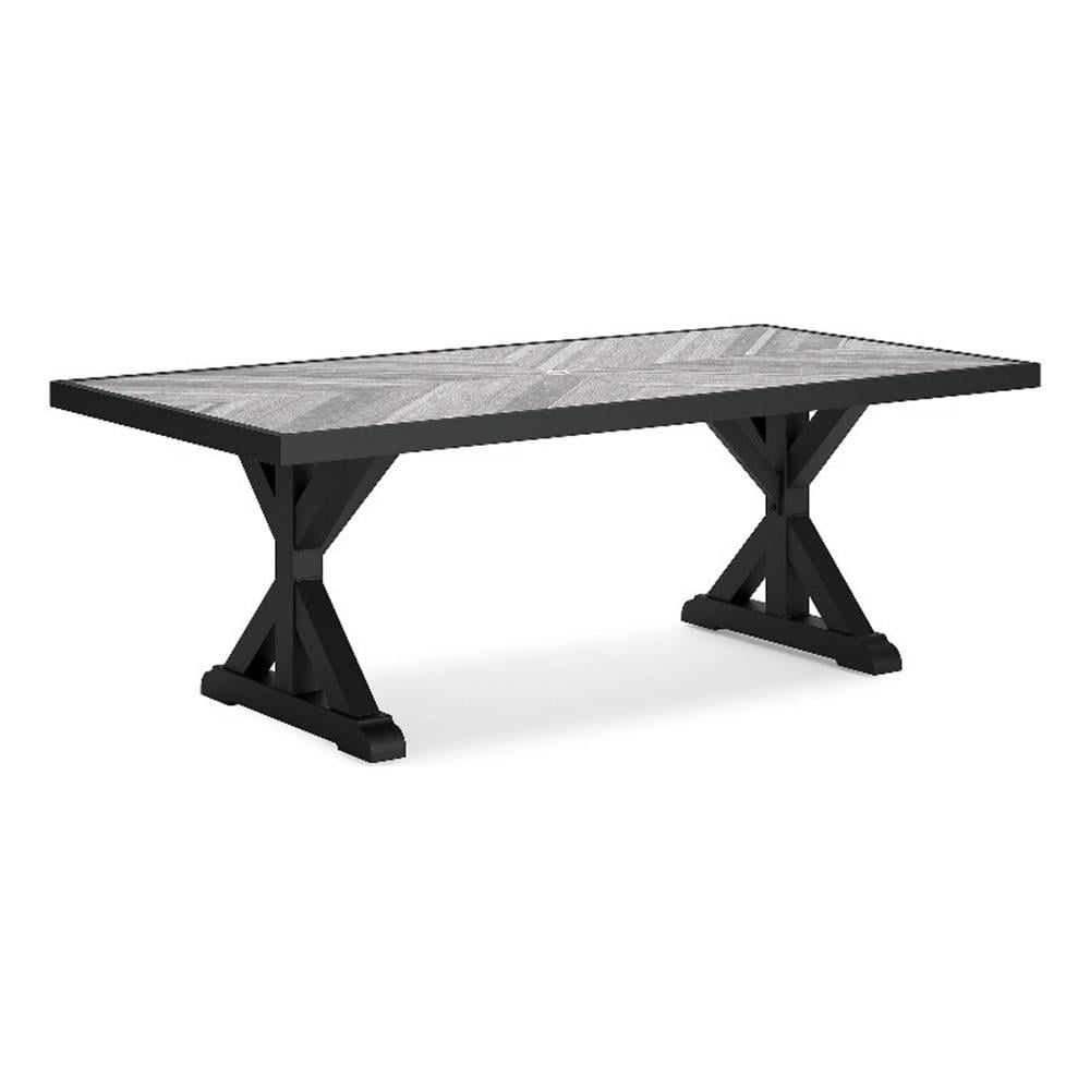 Beachcroft Black and Gray Porcelain Rectangular Outdoor Dining Table