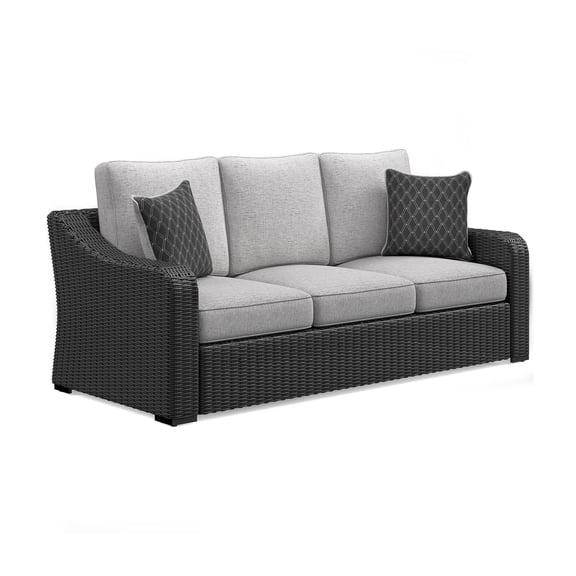 Ashley Furniture Beachcroft Black & Light Gray Outdoor Sofa with Cushion