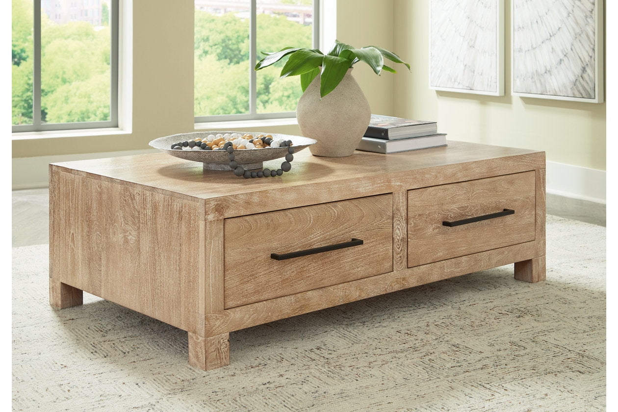 Belenburg Natural Mango Wood Coffee Table with Storage