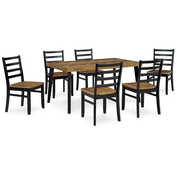 Ashley Furniture Blondon Brown & Black Dining Table and 6 Chairs - Set of 7