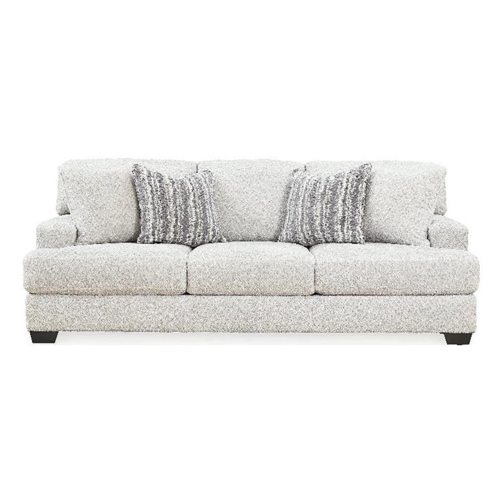 Cream and Gray Polyester Contemporary Stationary Sofa