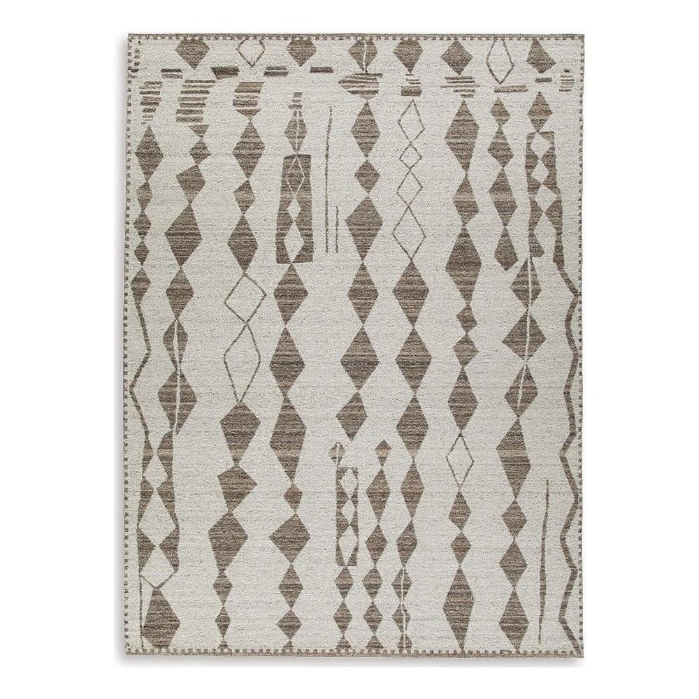 Dark Brown Geometric 10' x 14' Synthetic Area Rug