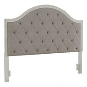 Ashley Furniture Brollyn Upholstered Fabric King Panel Headboard in Gray/White