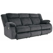 Ashley Furniture Burkner Velvet Power Reclining Sofa in Gray