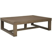 Ashley Furniture Cariton Plank Effect Bold Blocky Wood Coffee Table, Grayish Brown